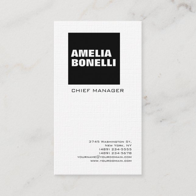 Modern, fet, minimal Professionell Premium Linen Visitkort (Framsida)