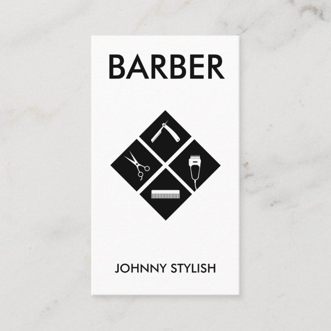 Modern fet minimalistisk barber  visitkort (Framsida)