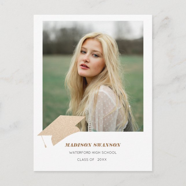 Modern fet, minimalistisk grad-kungörelse Golden Vykort (Framsida)