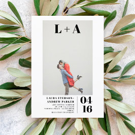 Modern fet minimalistisk initialer-foto bröllop inbjudningar