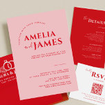 Modern fet minimalistisk röd och Rosa Bröllop Inbjudningar<br><div class="desc">Bold Red & Rosa Wedding bjudande,  Modern Red & Rosa Bröllopbjudan,  inbjudan till rött och Rosa bröllop,  inbjudan till djärvt bröllop.</div>