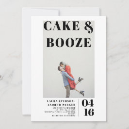 Modern fet minimalistisk tårta med sprit-foto bröl inbjudningar