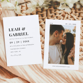 Modern fet, minimalt foto Monogram Bröllop Inbjudningar