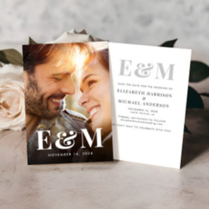 Modern fet Monogram Initialer-foto Spara Datumet