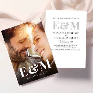 Modern fet Monogram Initialer-foto Spara Datumet
