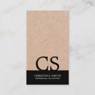 Modern fet Monogram Kraft-Print B&W-typo, Lodrät Visitkort