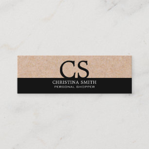Modern fet Monogram Kraft-Print Clean B&W-typo Mini Visitkort
