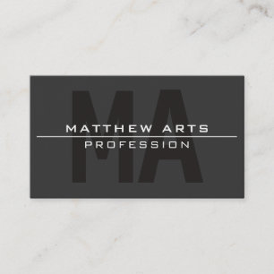 Modern fet Mörk Grått White Text Visitkort