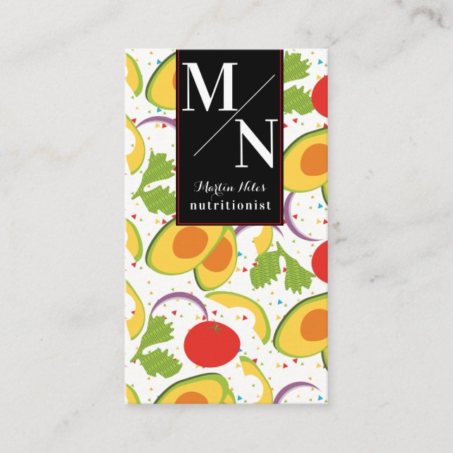 Modern fet nutritionist sallad Hälsosam Visitkort (Framsida)