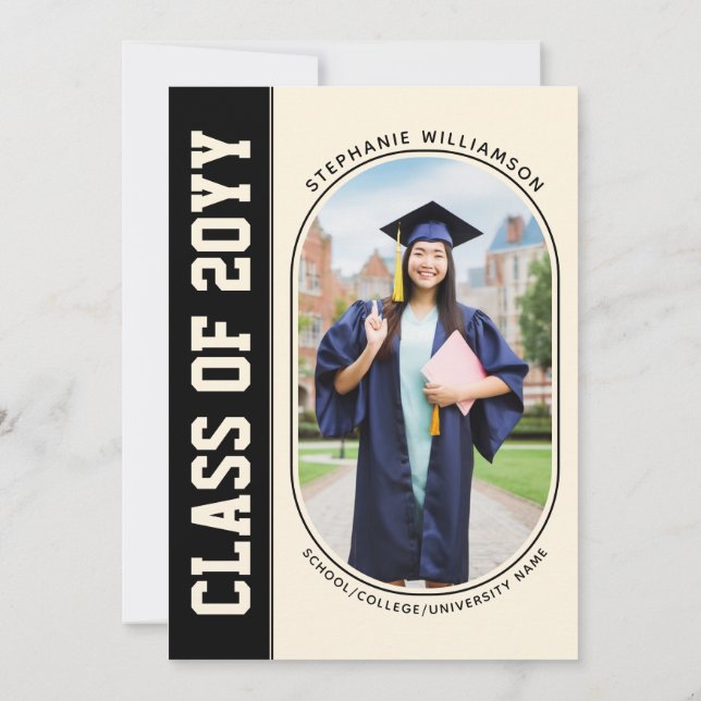 Modern fet och minimalistisk grad Photo Studenten Inbjudningar (Baksida)