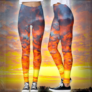 Modern fet orange gult-moln för fet  fotochic leggings