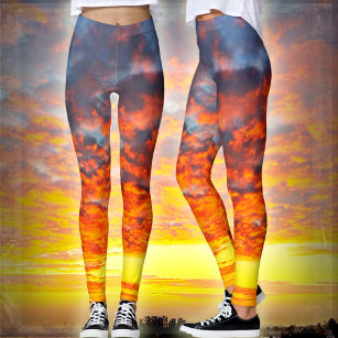 Modern fet orange gult-moln för fet  fotochic leggings