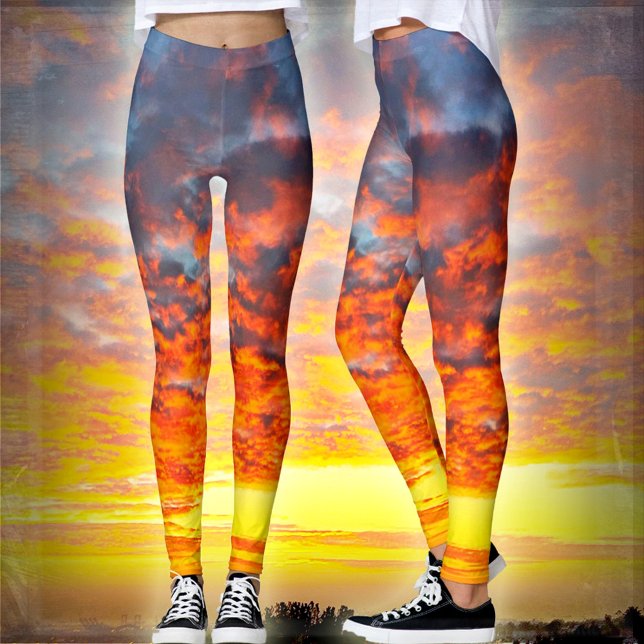 Modern fet orange gult-moln för fet  fotochic leggings (Skapare uppladdad)