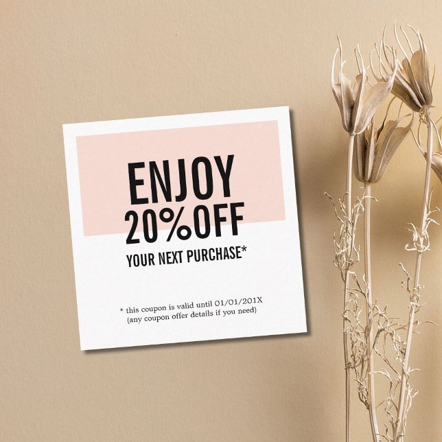 Modern fet pastel vit salong butik rabattkort (Skapare uppladdad)
