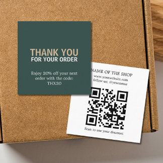 Modern fet QR-kod för tack för din beställning Rabattkort