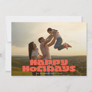 MODERN Fet Retro Red Typography Photo LYCKLIG Julkort