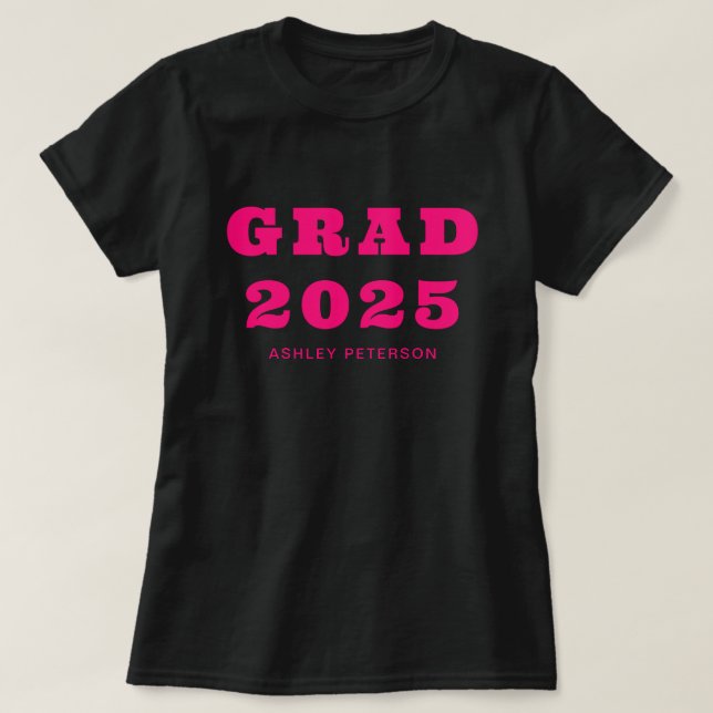 Modern fet retro-typografi Shock rosa Studenten T Shirt (Design framsida)