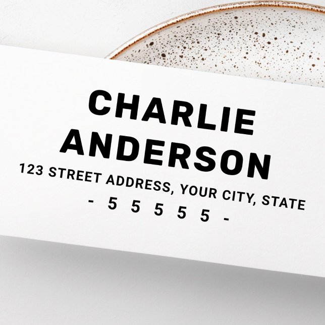 Modern fet returadress för typografi stämpel (Modern bold typography return address rubber stamp)