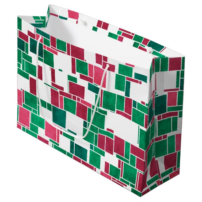 Modern fet röd och grön jul Mondrian (Framsidan Vinklad)