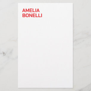 Modern fet röd Namn-minimalistisk Professionell Brevpapper