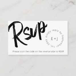 Modern fet skript QR-kod svart vit minimalistisk Tilläggskort