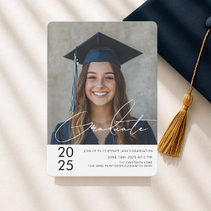 Modern fet stil 2025 Graduate Foto Inbjudningar