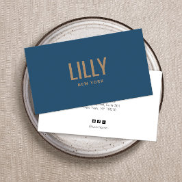 Modern fet stil - blått visitkort