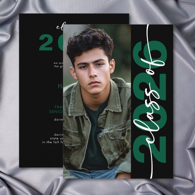 Modern fet stil grön typografi examensannonsering inbjudningar (Modern Bold Green Typography Grad Announcement)