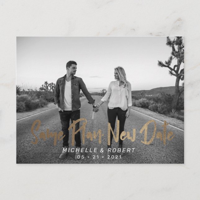 modern fet stil skript foto ändra datum vykort (Framsida)