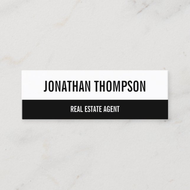 Modern fet stil, svart och vitt mini visitkort (Framsida)