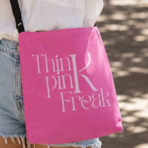 Modern fet stil tänka rosa freak-typografi axelväska