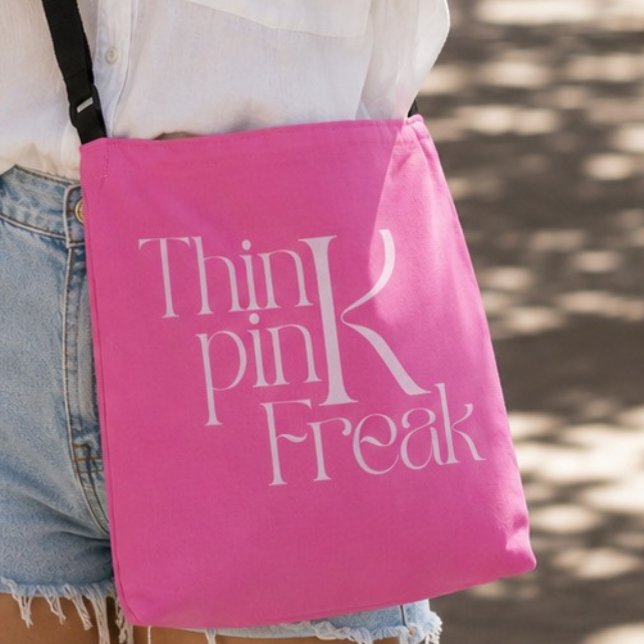 Modern fet stil tänka rosa freak-typografi axelväska (Skapare uppladdad)