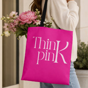Modern fet stil tänka rosa typografisk logotyp tygkasse