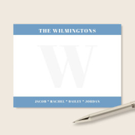 Modern fet stilmonogram med familjenamn brevpapper anteckningskort