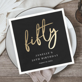 Modern fet stilren guldtyp 50-årsdag pappersservett