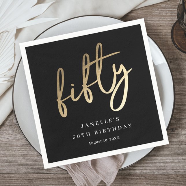 Modern fet stilren guldtyp 50-årsdag pappersservett (Skapare uppladdad)