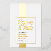 Modern fet stilren svart-vit Save Date-folie-inbju