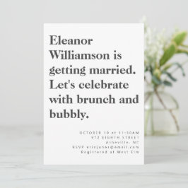 Modern fet stilren svart-vit typografi bröllopsbru inbjudningar