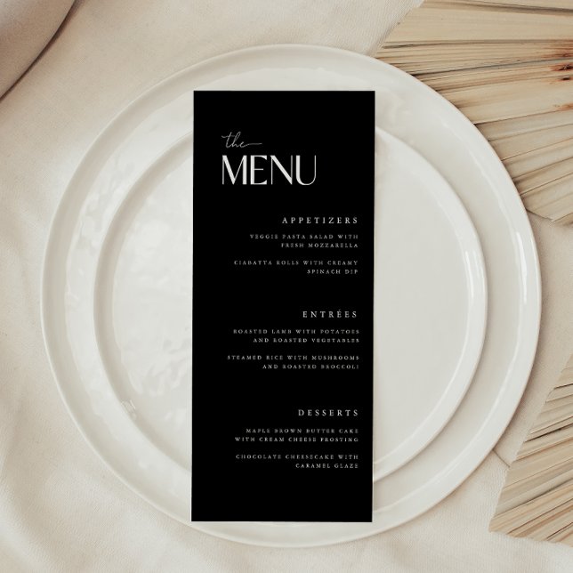 Modern fet svart Bröllop Meny (Skapare uppladdad)
