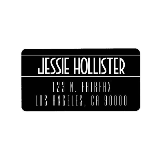 Modern fet svart och vit adressetikett (Framsidan)