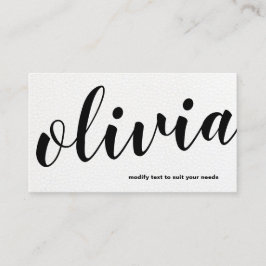 Modern fet svart, vit läderkalligrafi visitkort