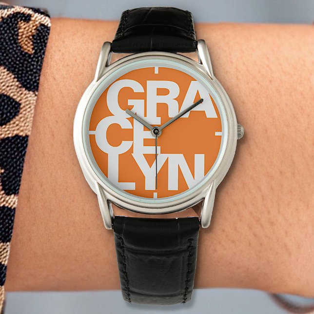 Modern fet teckensnittstyp Enkel Orange för ljus Armbandsur (Skapare uppladdad)