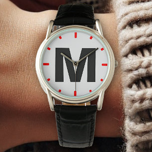 Modern fet teckensnittstyp, monogrammad armbandsur