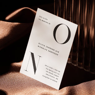 Modern fet typografi i monogram bröllop QR Inbjudningar