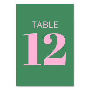 Modern fet typografi Rosa Grön Bat Mitzvah Bordsnummer