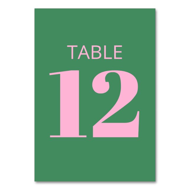 Modern fet typografi Rosa Grön Bat Mitzvah Bordsnummer (Framsidan)