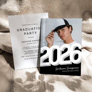 Modern Fet Typsnittsfotografi Grad Inbjudningar