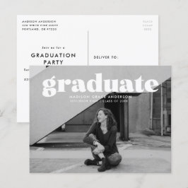 Modern fet vit överlägg - Studentfest Vykort