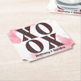 Modern Fet XOXO Glad Valentines Day Underlägg Papper