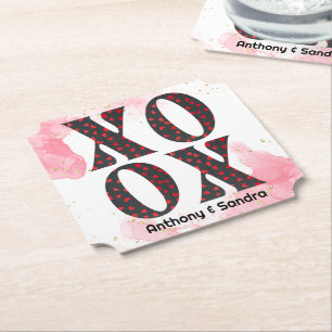 Modern Fet XOXO Glad Valentines Day Underlägg Papper